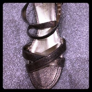 Bronze wedge sandals